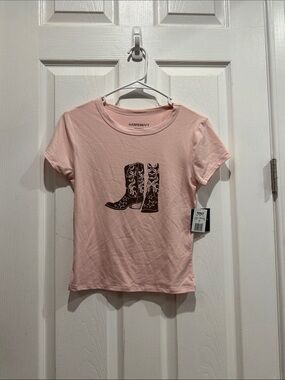 Harper Light Pink Short-Sleeve Tee with Western Boot Graphic